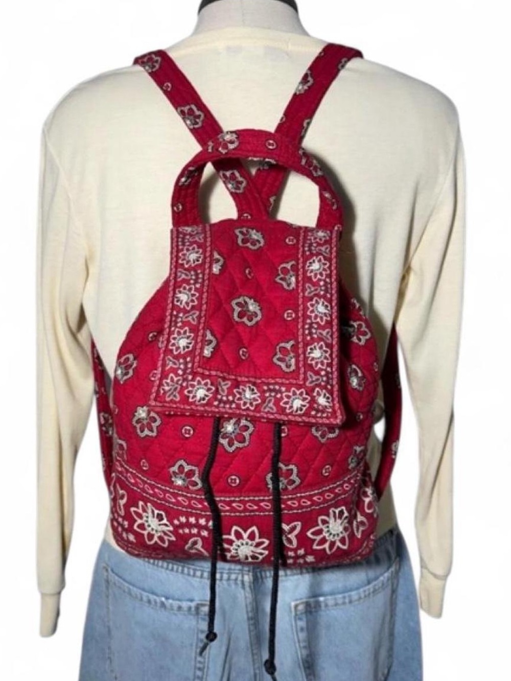 VERA BRADLEY Vintage Mimi Backpack Red Bandana Fall 2001 Quilted Cotton